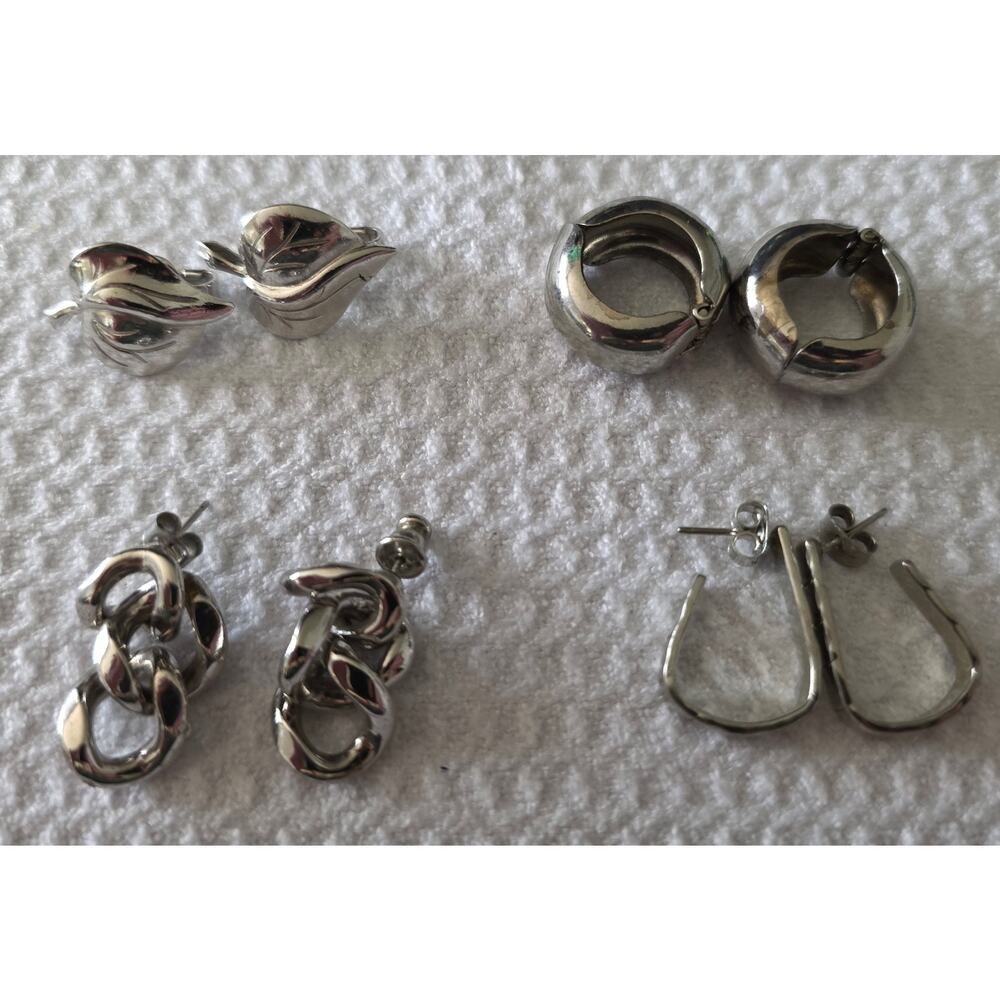 Silver Tone Lot of 4 Trifari signed Minimalist Modernist Y2K Chic